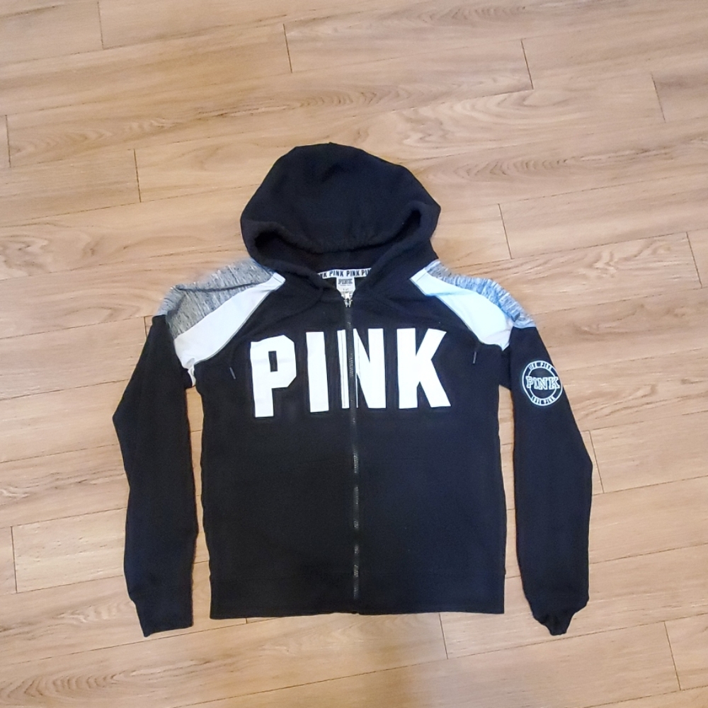 PINK Victoria's Secret Black and White Hoodie